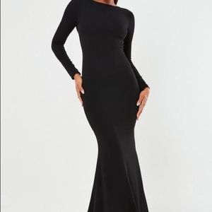 Long black dress with a train